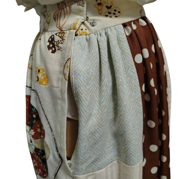 Vintage 60s Hippie Handmade Patchwork Boho Maxi Skirt Prairie Lined 13 In Waist - Picture 4 of 13